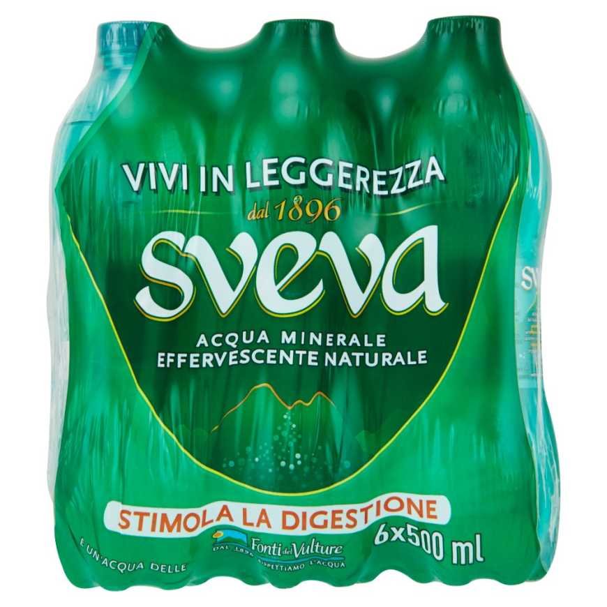 SVEVA минеральная вода естественно газированная, 6 × 0,5 л
