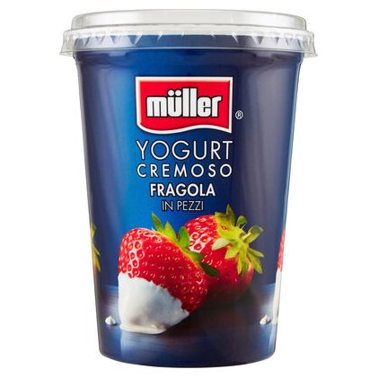 Müller creamy yogurt with strawberry pieces, 500 g