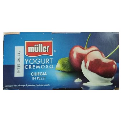 Müller кремовый йогурт с кусочками вишни, 2x125 г