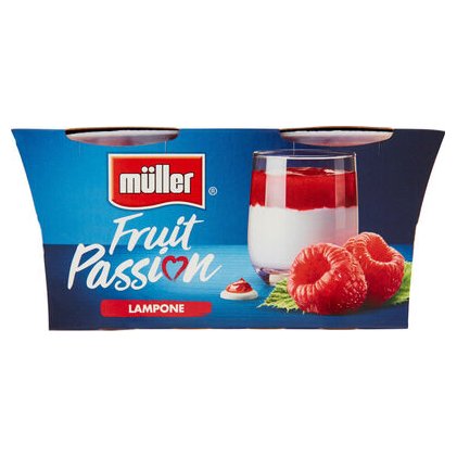 Müller passion fruit and raspberry creamy yogurt, 2 x 125 g