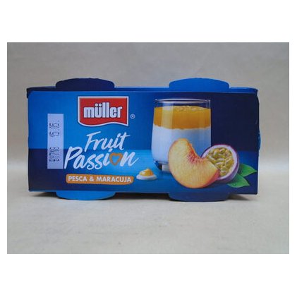 Müller passion fruit, peach and passion fruit creamy yogurt, 2 x 125 g
