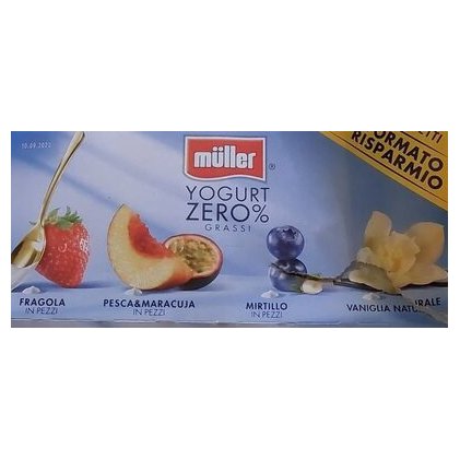 Müller обезжиренный йогурт ассорти мультипак, 8х125 г