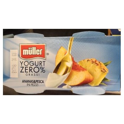 Müller low-fat 0% peach yogurt, 2x125 g