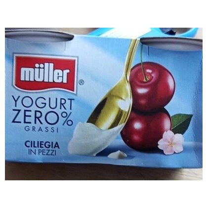 Müller обезжиренный йогурт 0% с кусочками черники, 2х125 г