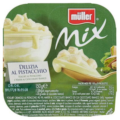 Müller Mix Delizia al Pistacchio йогурт со вкусом фисташки, 150 г