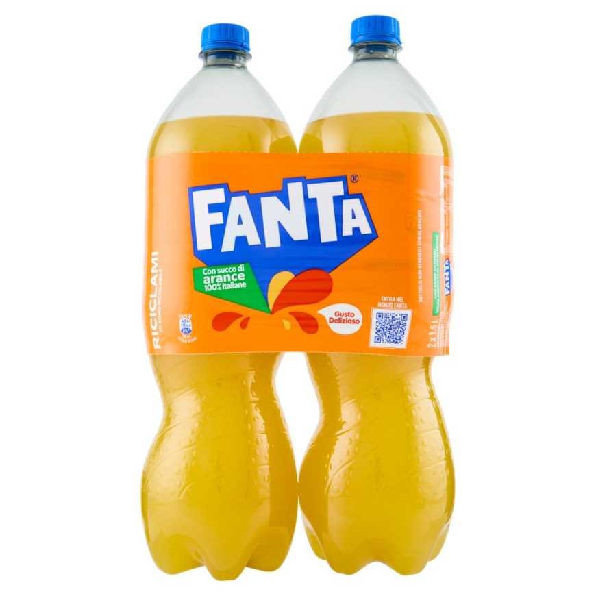 Fanta Orange orange carbonated drink, 2 × 1.5 l