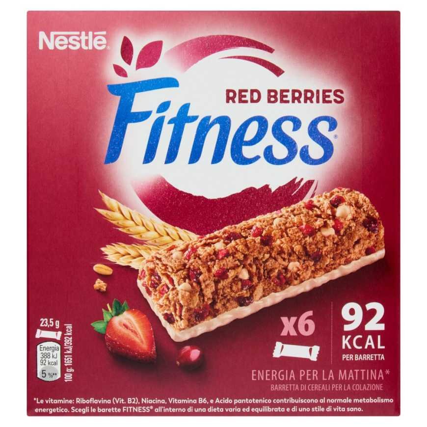 Nestle' Fitness батончики с красными фруктами, 6 × 23,5 г