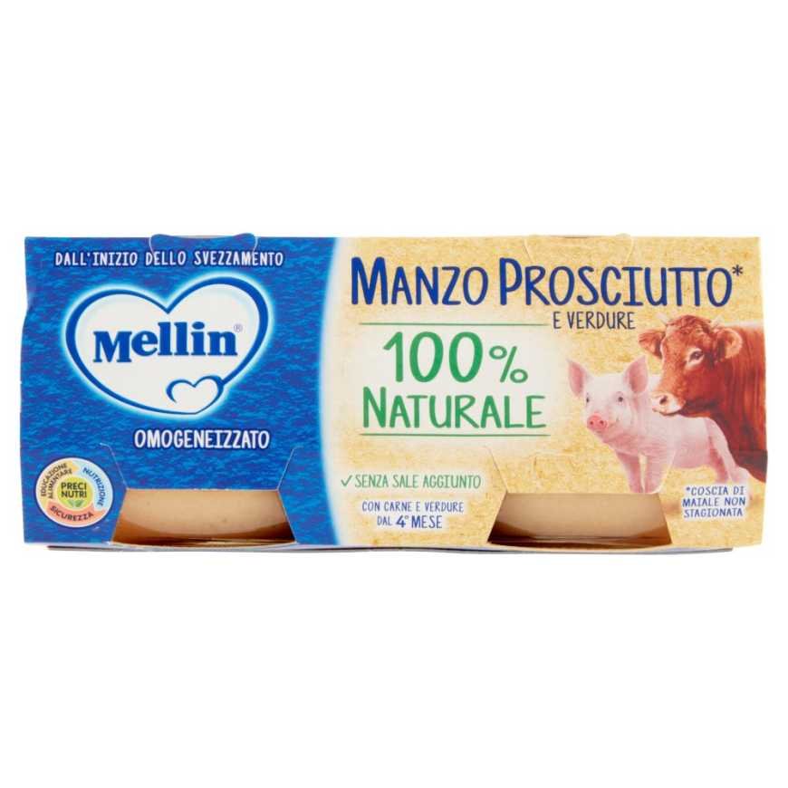 Mellin гомогенизированное пюре из говядины и ветчины, 2 шт. × 80 г