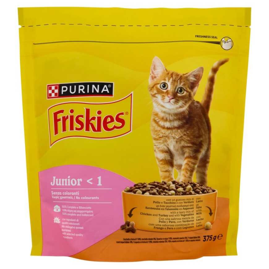 Purina Friskies сухой корм для котят Junior с курицей, овощами и молоком, 375 г
