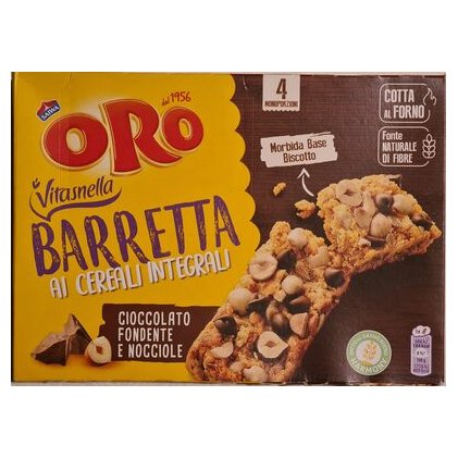 Oro Saiwa злаковый батончик с темным шоколадом и фундуком, 160 г