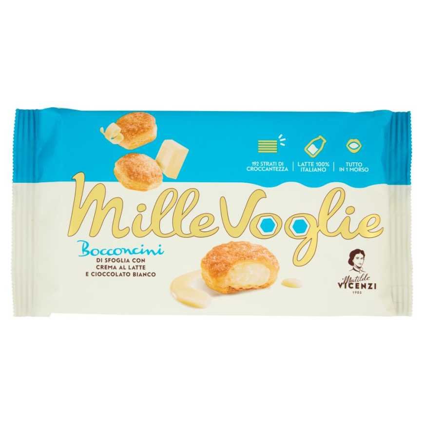 Matilde Vicenzi 100% Italian milk cream and white chocolate filled mini pastries, 100 g