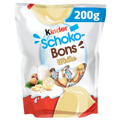 Kinder Schokobons White конфеты из белого шоколада с молочно-ореховой начинкой, 200 г