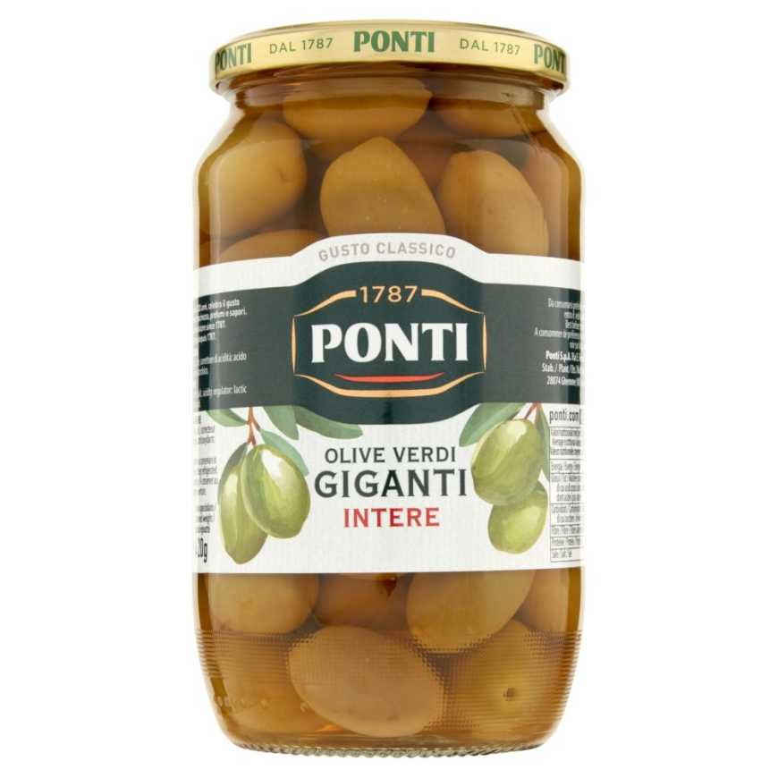 Ponti крупные зеленые оливки, 800 г