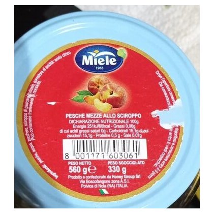 Miele половинки персиков в сиропе, 580 г