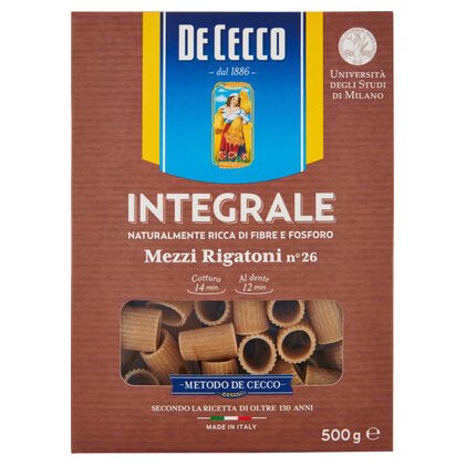 De Cecco цельнозерновые макароны мецци ригатони, 500 г