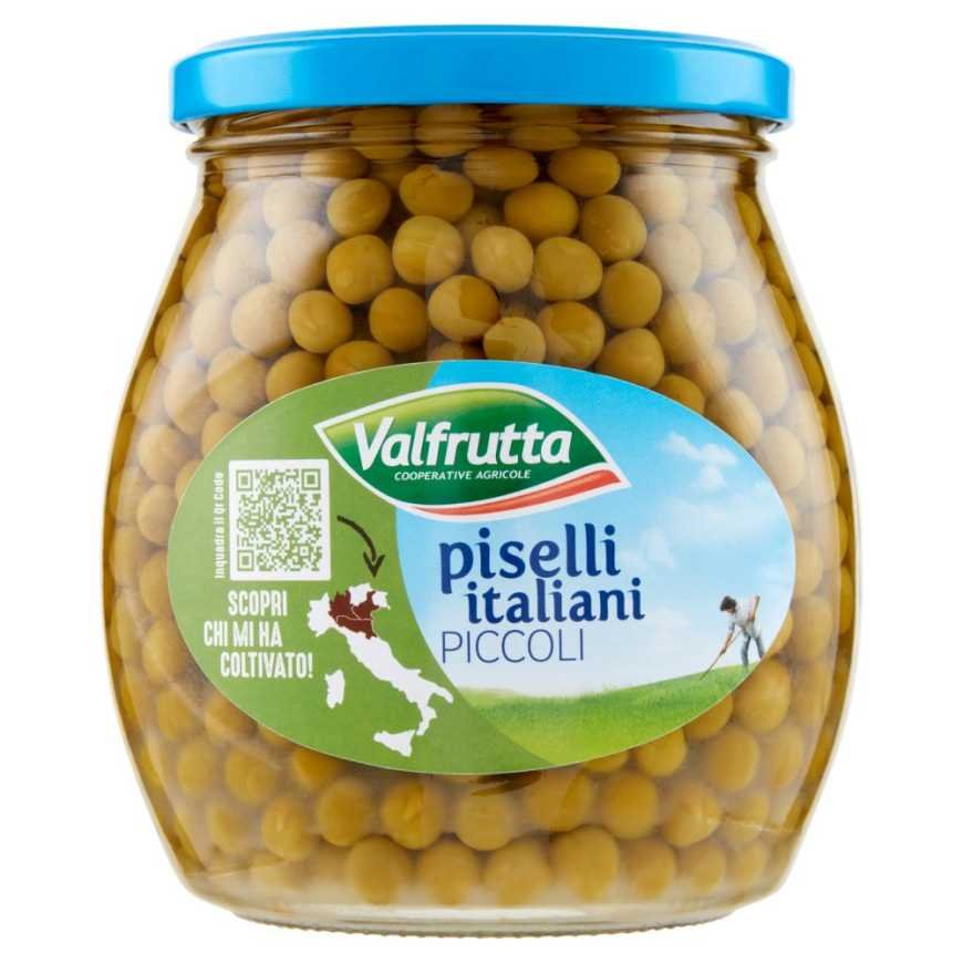 Valfrutta Зеленый итальянский горошек мелкий в стекле, 560 г
