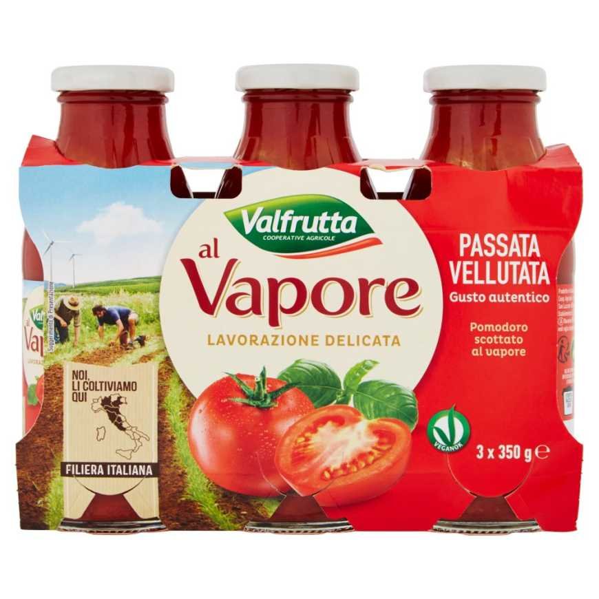 Valfrutta steam-velveted tomato passata, 3 × 350 g