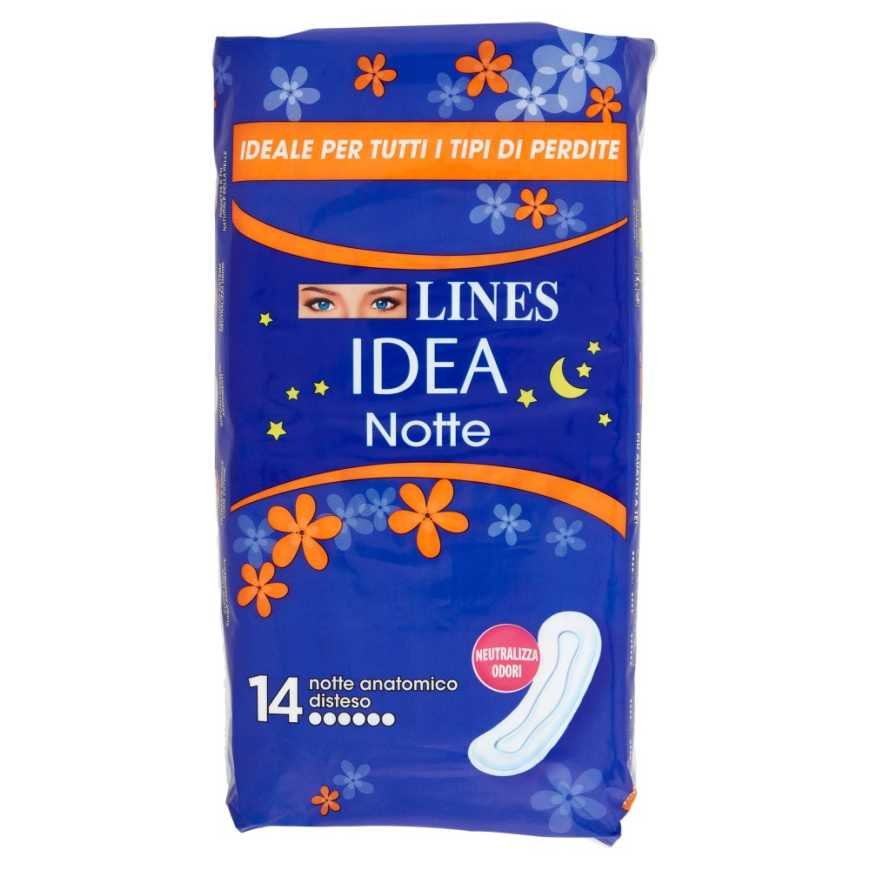 Lines Idea anatomical unfolded night sanitary pads, 14 pcs