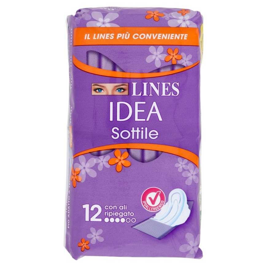 Lines Idea тонкие гигиенические прокладки складные с крылышками, 12 шт