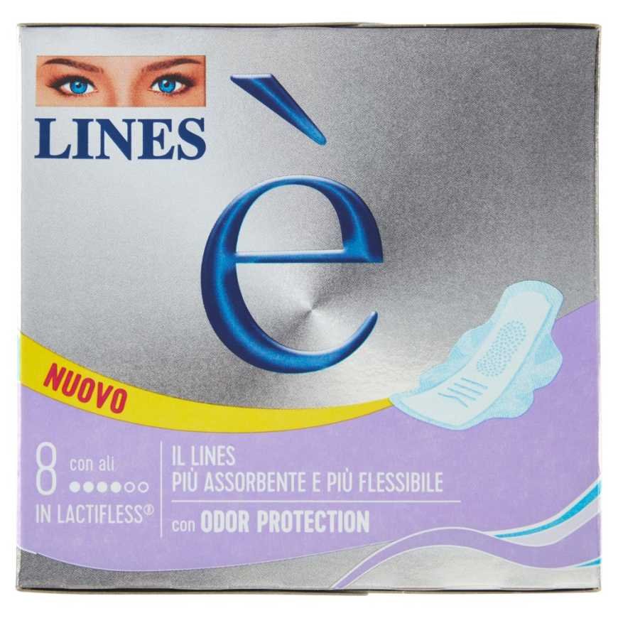 Lines E' sanitary pads with wings, 8 pcs