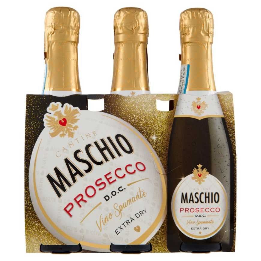 Cantine Maschio Игристое вино Mini Prosecco DOC Extra Dry, 3 × 200 мл, 11%