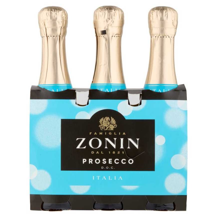 Zonin Игристое вино Prosecco DOC Extra Dry, 3 × 200 мл, 11%