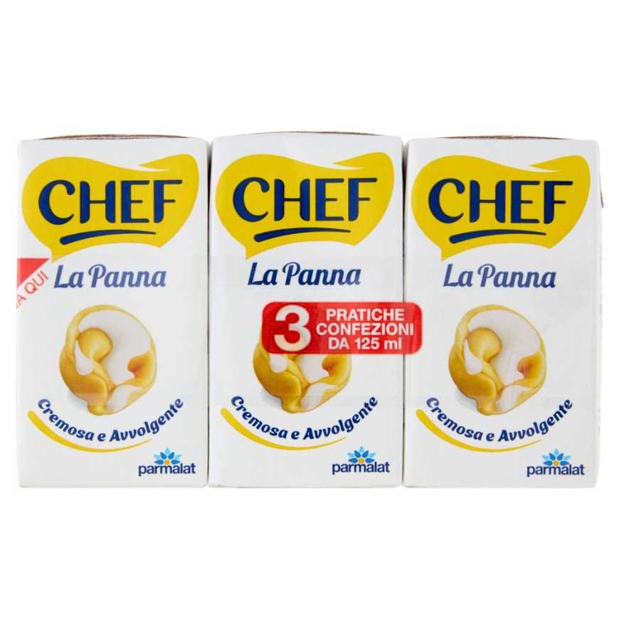 Parmalat Chef Сливки ультрапастеризованные, 3 × 125 мл