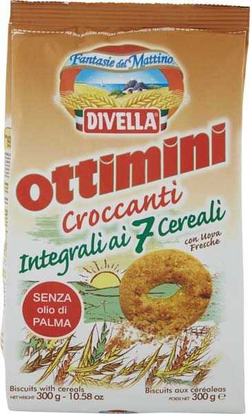 Divella цельнозерновое печенье Ottimini 7 злаков, 300 г