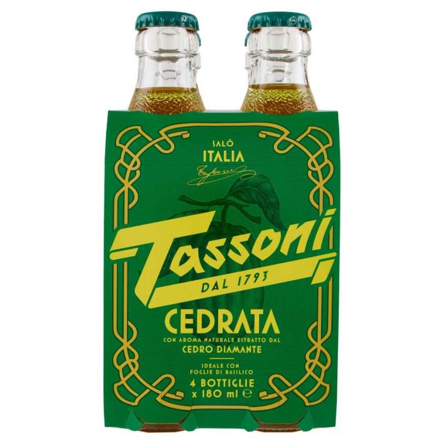 Tassoni газированный напиток Cedrata, 4 × 0,18 л