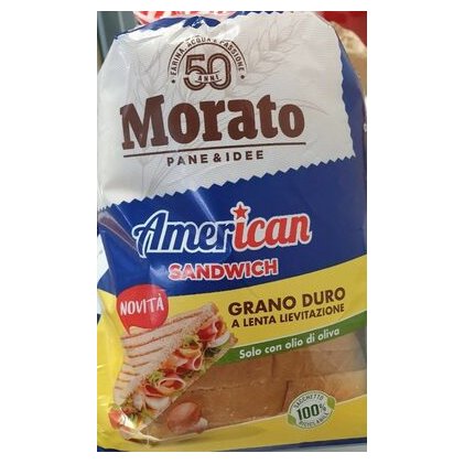 Morato американский тостовый хлеб из твердых сортов пшеницы American Sandwich Grano Duro, 550 г