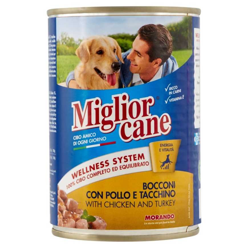 Migliorcane кусочки для собак с курицей и индейкой, 405 г