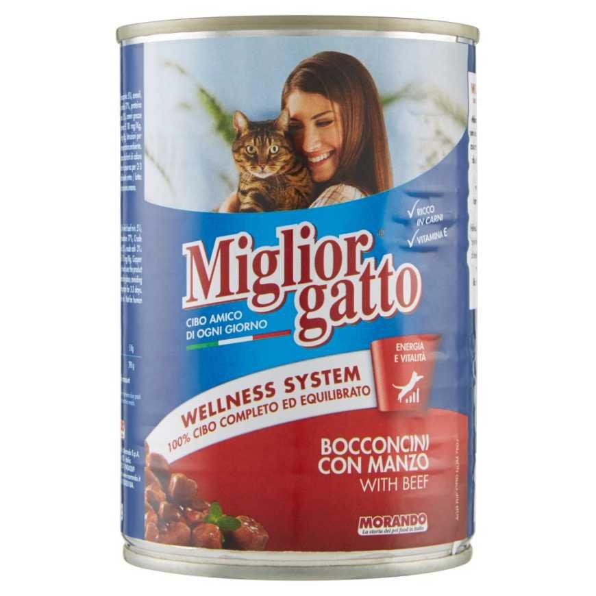 Migliorgatto кусочки с говядиной, 405 г