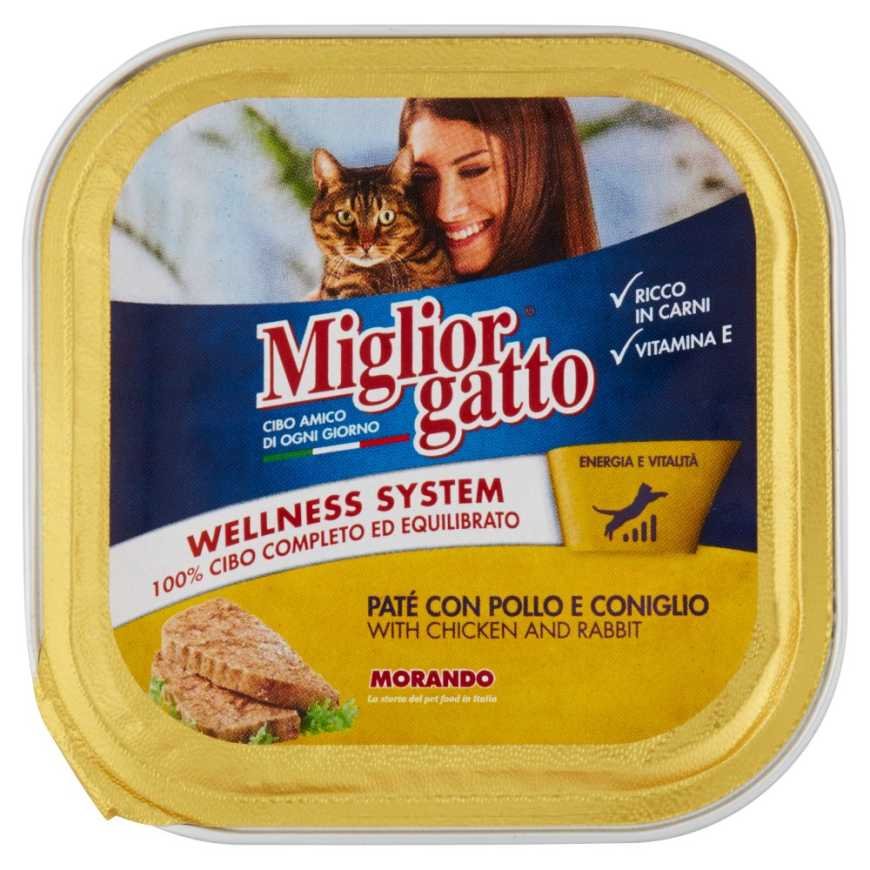 Migliorgatto паштет в ванночке с курицей и кроликом, 100 г
