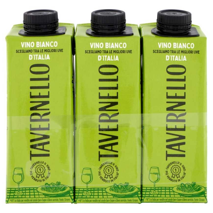 Tavernello Bianco D'Italia Brick dry white wine, 3 × 0.25 l, 10.5%