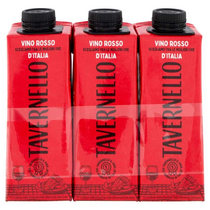 Tavernello Красное сухое вино Rosso D'Italia Brick, 3 × 0,25 л, 11,5%