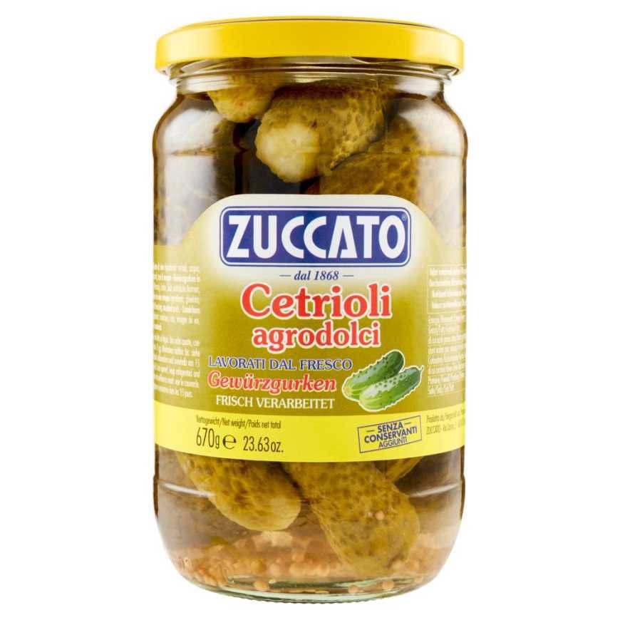 Zuccato Огурцы кисло-сладкие в стеклянной банке, 720 г