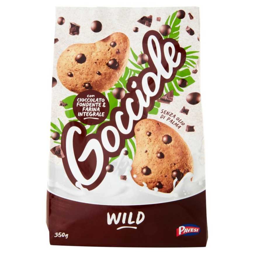Pavesi Gocciole Wild biscuits with chocolate chips and whole wheat flour, 350 g