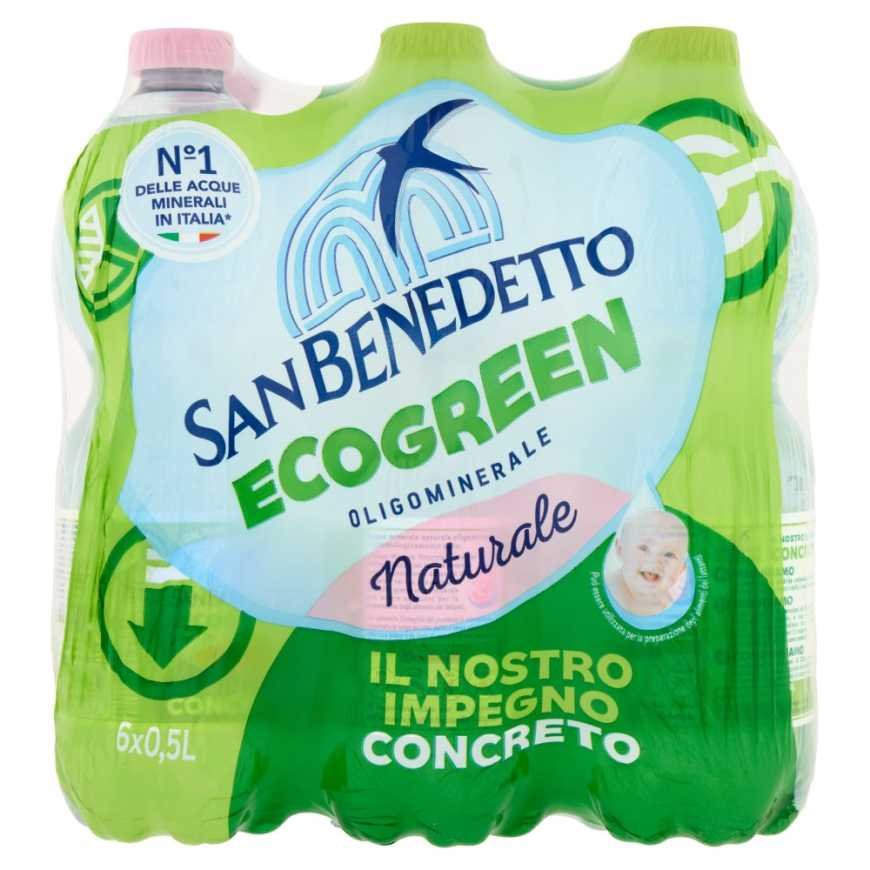 San Benedetto Acqua Minerale Naturale Fonte del Pollino Ecogreen still mineral water, 6 × 0.5 l