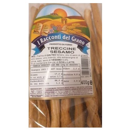 Apulia Food тарalli треччине с кунжутом, 400 г