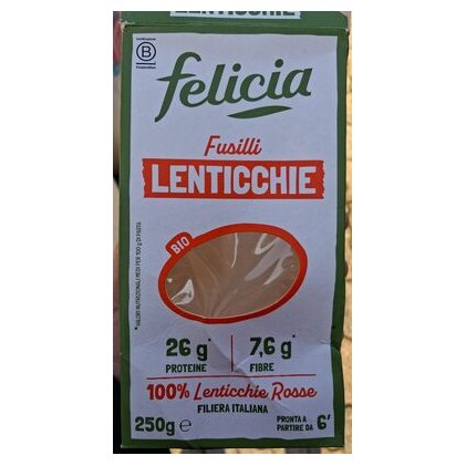 Felicia безглютеновые фузилли из красной чечевицы, 250 г