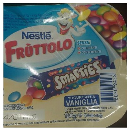 Nestlé Frùttolo vanilla yogurt with Smarties, 120 g
