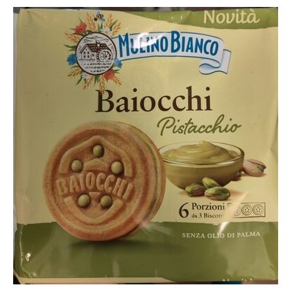 Mulino Bianco печенье Baiocchi с фисташковым кремом, 6 шт., 168 г