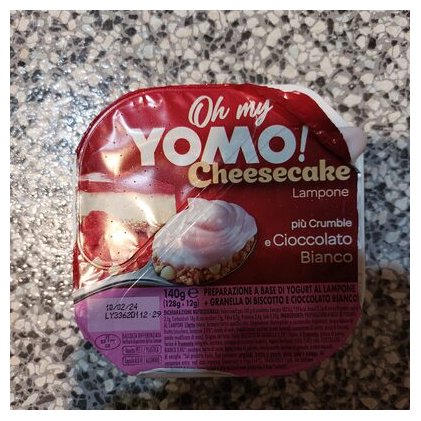 Yomo йогурт Oh My Yomo со вкусом чизкейка и малины с крошкой и белым шоколадом, 140 г