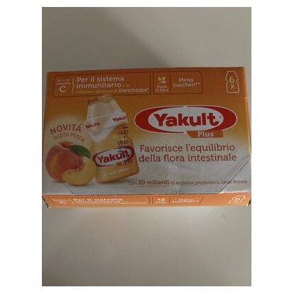 Yakult Plus персик ферментированный молочный напиток, 390 мл