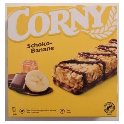 Corny chocolate and banana cereal bar