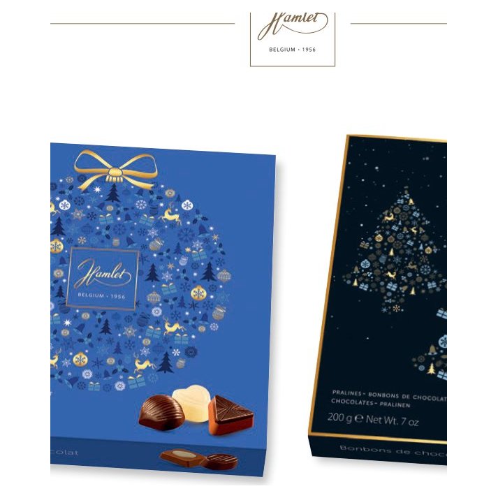 Christmas tree bauble with chocolates, blue, 200 g