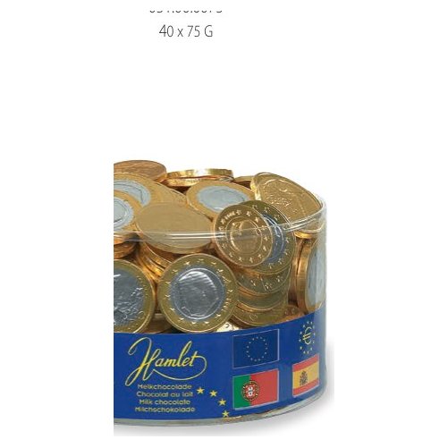 Golden euro coins milk chocolate, 1000 g