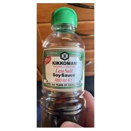 Kikkoman less salt soy sauce, 480 ml