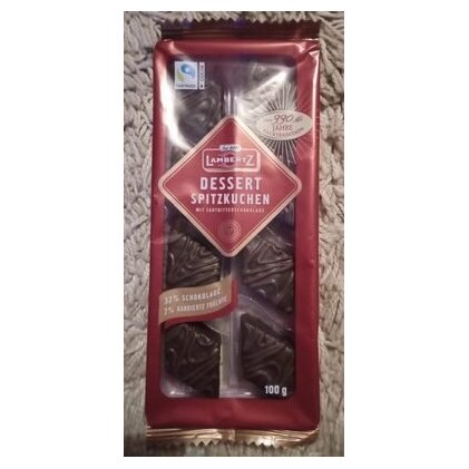 Lambertz имбирный пряник с засахаренными фруктами в тёмном шоколаде «Spitz cake»