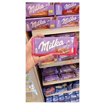 Milka raspberry flavored chocolate, 100 g